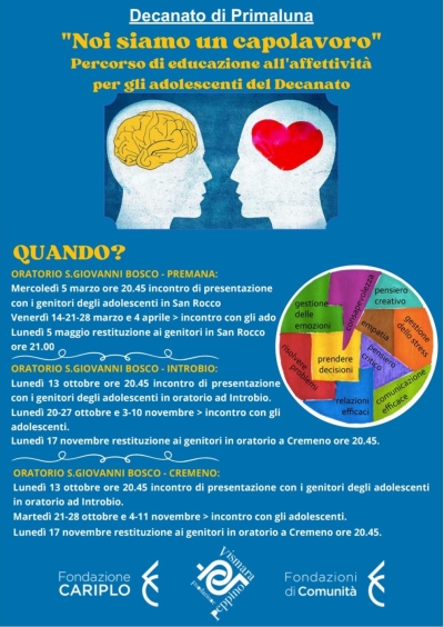 &quot;NOI SIAMO UN CAPOLAVORO&quot;: UN PERCORSO DI EDUCAZIONE ALL&#039;AFFETTIVITA&#039; PER GLI ADOLESCENTI DEL DECANATO