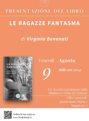 QUESTA SERA A VILLA CARNEVALI DI MAGGIO PRESENTAZIONE DEL LIBRO &quot;LE RAGAZZE FANTASMA&quot;