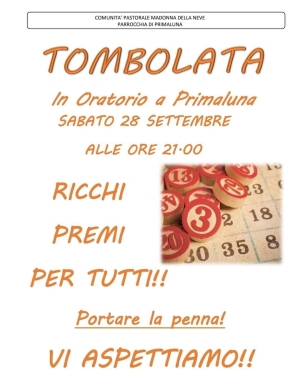 STASERA A PRIMALUNA SI GIOCA A TOMBOLA