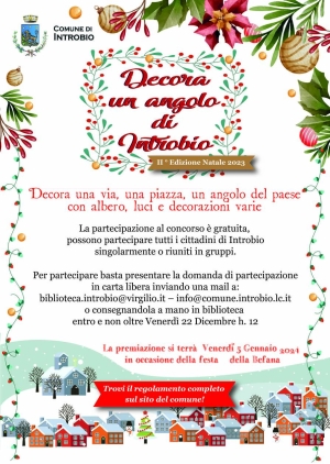 C&#039;E&#039; TEMPO FINO AL 22 DICEMBRE PER PARTECIPARE AL CONCORSO &quot;DECORA UN ANGOLO DI INTROBIO&quot;