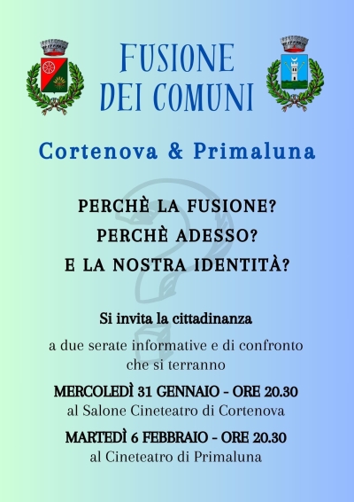 STASERA A CORTENOVA INCONTRO SULLA FUSIONE CON PRIMALUNA