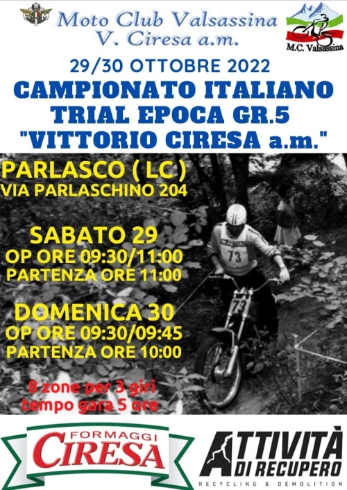 Sabato e Domenica Campionato Italiano Trial Epoca GR5