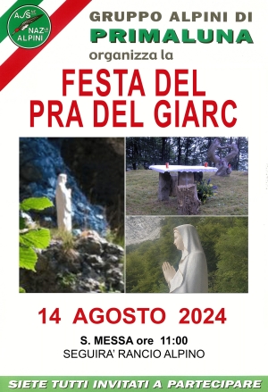 PRIMALUNA: IL 14 AGOSTO LA FESTA AL PRA DE GIARC