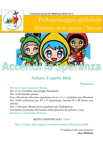 LA COMUNITA&#039; PASTORALE ORGANIZZA UN PELLEGRINAGGIO GIUBILARE A MONZA