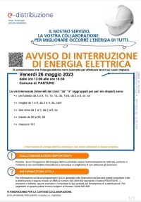 ATTENZIONE: DOMANI INTERRUZIONI ALL&#039;ENERGIA ELETTRICA A PASTURO