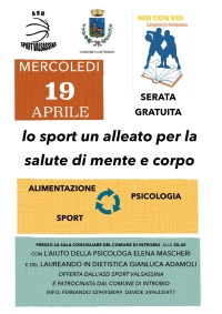 SPORT ALLEATO PER LA SALUTE DI MENTE E CORPO: UN INTERESSANTE INCONTRO IL 19 APRILE A VILLA MIGLIAVACCA A INTROBIO