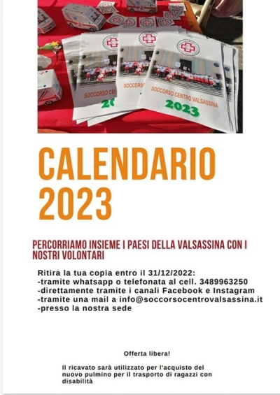 DISPONIBILE IL CALENDARIO DEL SOCCORSO CENTRO VALSASSINA