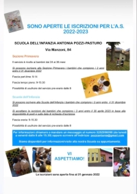 APERTE LE ISCRIZIONI A SCUOLA INFANZIA PASTURO