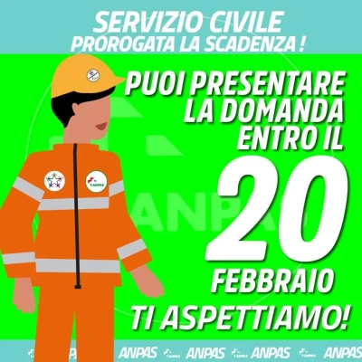 SERVIZIO CIVILE: TERMINI PROROGATI AL 20 FEBBRAIO