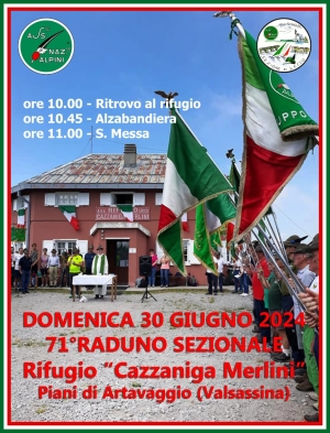 ANA LECCO: IL 30 GIUGNO RADUNO SEZIONALE AL RIFUGIO CAZZANIGA IN ARTAVAGGIO