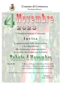 CELEBRAZIONE DEL 4 NOVEMBRE A CORTENOVA