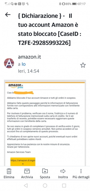 FALSO MESSAGGIO DA AMAZON