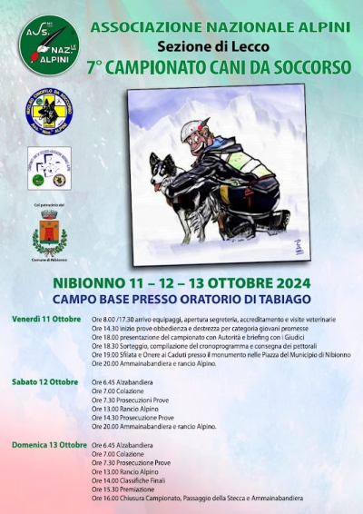 A NIBIONNO NEL FINE SETTIMANA IL CAMPIONATO CANI DA SOCCORSO ORGANIZZATO DALL&#039;ASSOCIAZIONE NAZIONALE ALPINI DI LECCO