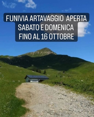 LA FUNIVIA DI ARTAVAGGIO APERTA OGNI WEEK END FINO AL 16 OTTOBRE