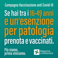 DA OGGI ALTRE POSSIBILITA&#039;  PER LE VACCINAZIONI. TOCCA ALLA FASCIA 16 - 49 CON ESENZIONI