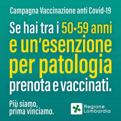 VACCINAZIONI: ANCHE I FRAGILI TRA 50 E 59 ANNI