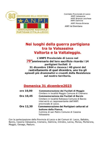 COMMEMORAZIONE PARTIGIANI FUCILATI IL 31 DICEMBRE 1944