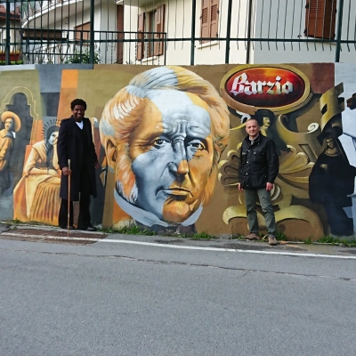 RESTAURATO IL MURALES DEL MANZONI ALL&#039;INGRESSO DI  BARZIO