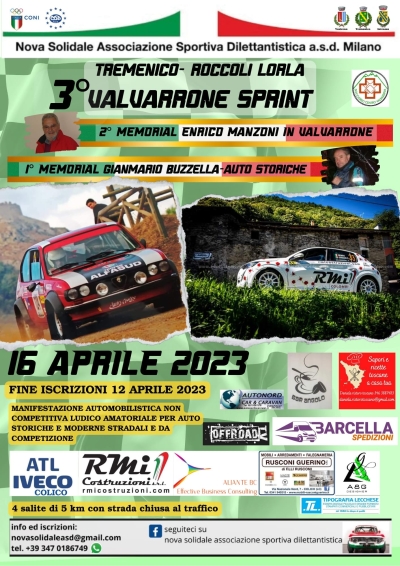 IL 16 APRILE LA TERZA EDIZIONE DELLA VALVARRONE SPRINT