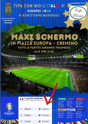 EUROPEI DI CALCIO: A CREMENO UN MAXI SCHERMO