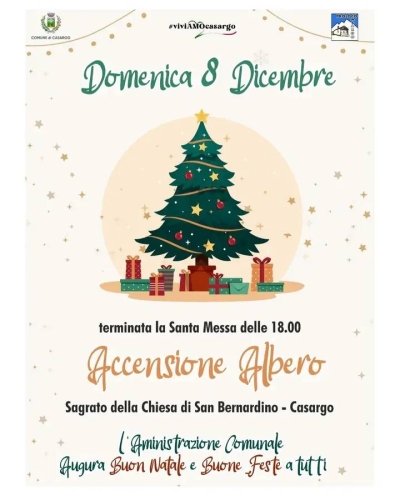 DOMENICA A CASARGO SI ACCENDE L&#039;ALBERO