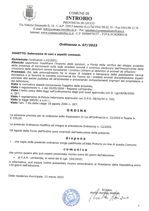 INTROBIO: AUMENTATA LA SANZIONE PER I PROPRIETARI DI CANI CHE SPORCANO IN PAESE