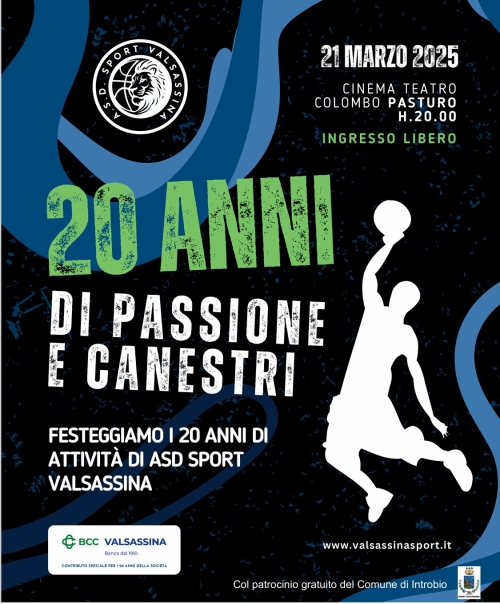 IL 21 MARZO A PASTURO L&#039;ASD SPORT VALSASSINA CELEBRA I SUOI PRIMI VENT&#039;ANNI