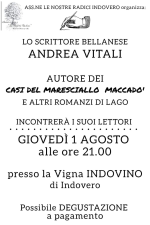 STASERA A INDOVERO INCONTRO CON LO SCRITTORE ANDREA VITALI