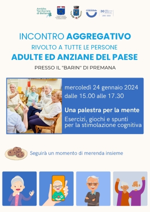 PREMANA: CONTINUANO GLI INCONTRI AGGREGATIVI PER ADULTI E ANZIANI