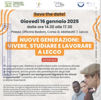 VIVERE, STUDIARE, LAVORARE A LECCO? SE NE PARLERA' IN UN CONVEGNO GIOVEDI' PROSSIMO