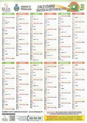 PRIMALUNA: NUOVO CALENDARIO RACCOLTA RIFIUTI