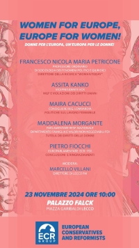 &quot;DONNE PER L&#039;EUROPA, UN&#039;EUROPA PER LE DONNE&quot;: SABATO MATTINA CONFERENZA A PALAZZO FALCK