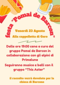 IL 23 AGOSTO A PRIMALUNA LA FESTA DEI &quot;POMAI DE BARCON&quot;