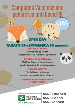 ANCHE A LECCO OPEN DAY VACCINAZIONE BAMBINI