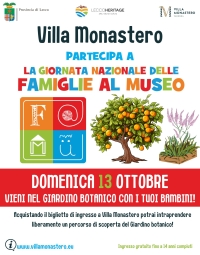 VILLA MONASTERO ADERISCE ALLA &quot;GIORNATA NAZIONALE DELLE FAMIGLIE AL MUSEO&quot;. APPUNTAMENTO DOMENICA PROSSIMA