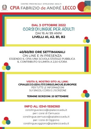 CORSI DI LINGUE AL CPIA DI LECCO E A INTROBIO