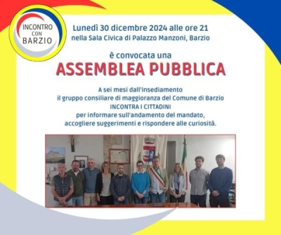 DOMANI SERA ASSEMBLEA PUBBLICA A BARZIO: L&#039;AMMINISTRAZIONE FA IL PUNTO DOPO SEI MESI