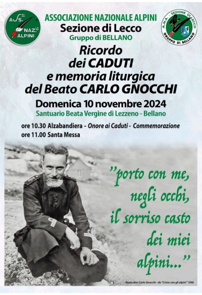 GLI ALPINI LECCHESI AL SANTUARIO DI LEZZENO PER RICORDARE I CADUTI E IL BEATO DON CARLO GNOCCHI