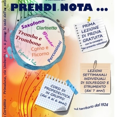 IL PROGETTO &quot;BANDA DI CORTABBIO&quot; COINVOLGERA&#039; TUTTI GLI ALUNNI DELLE PRIMARIE