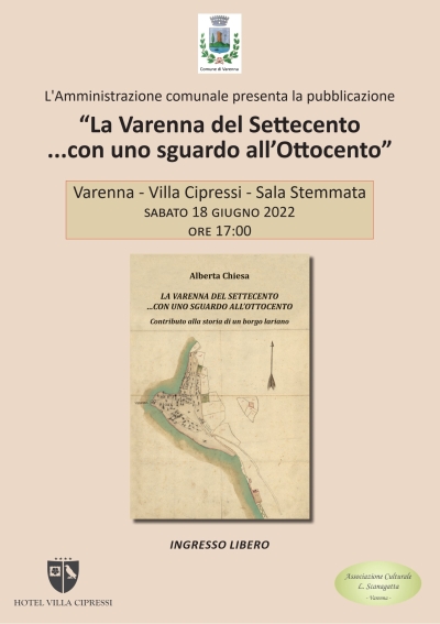 LA VARENNA DEL SETTECENTO, SABATO LA PRESENTAZIONE