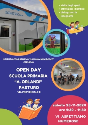 PASTURO: IL 23 NOVEMBRE OPEN DAY ALLA PRIMARIA ORLANDI