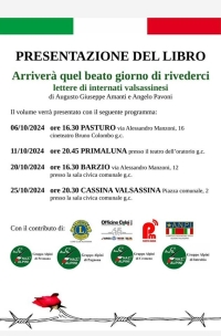 STASERA A PRIMALUNA PRESENTAZIONE DEL VOLUME 