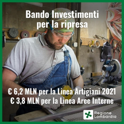 INVESTIMENTI PER LA RIPRESA: DAL 7 OTTOBRE FONDI PER AZIENDE E ARTIGIANI