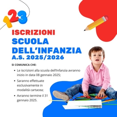 SCUOLA INFANZIA: ISCRIZIONI DALL&#039;8 GENNAIO