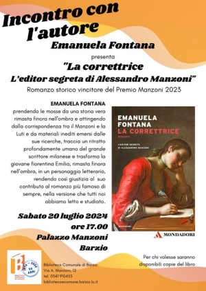 SABATO A PALAZZO MANZONI DI BARZIO INCONTRO CON LA SCRITTRICE EMANUELA FONTANA