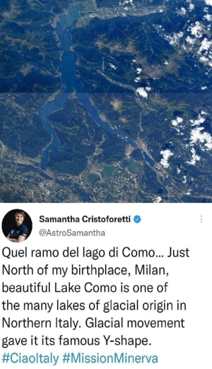 &quot;ASTROSAMANTHA&quot; OMAGGIA IL NOSTRO LAGO DALLA STAZIONE SPAZIALE