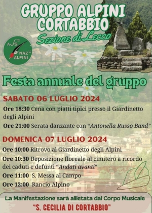 NEL FINE SETTIMANA FANNO FESTA GLI ALPINI DI CORTABBIO