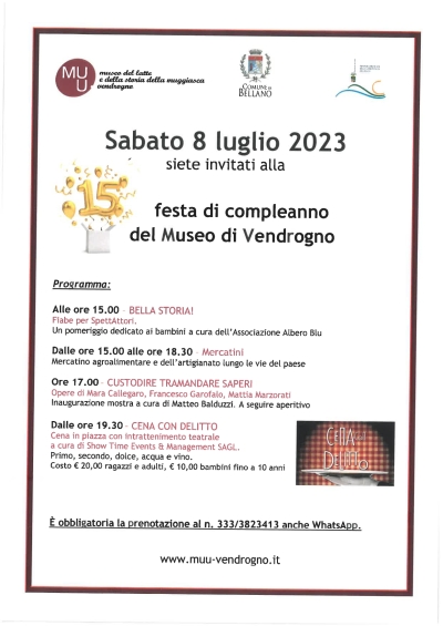 SABATO PROSSIMO FESTA DI COMPLEANNO PER IL MUSEO DI VENDROGNO