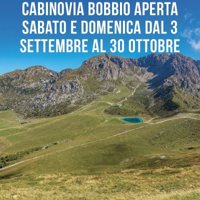 DAL 3 SETTEMBRE CABINOVIA APERTA SOLO NEI WEEK END