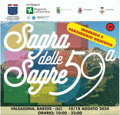 VENERDI&#039; 26 LUGLIO ALLA BCC VALSASSINA DI CREMENO LA PRESENTAZIONE DELLA 59^ SAGRA DELLE SAGRE